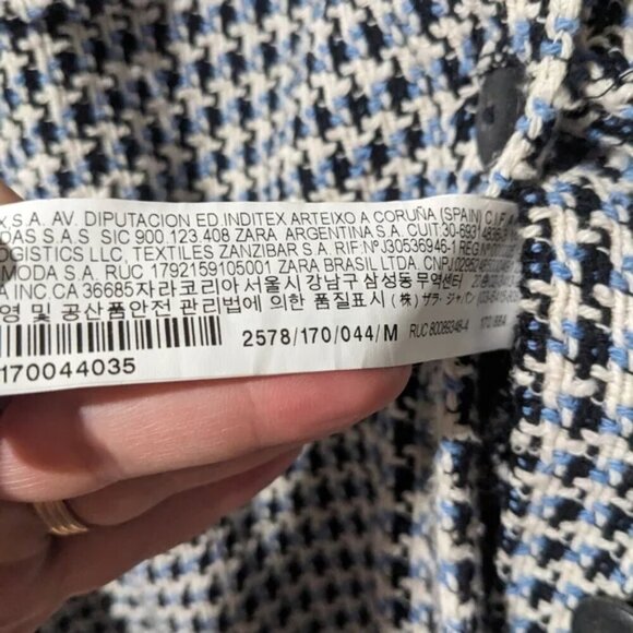 Zara | Tweed button down jacket in blue - Picture 11 of 12